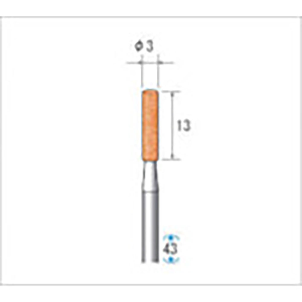 ナカニシ　軸付砥石　１０本入　円筒型　φ３×１３×軸φ３　ＷＡ　＃８０　４２６０４＿