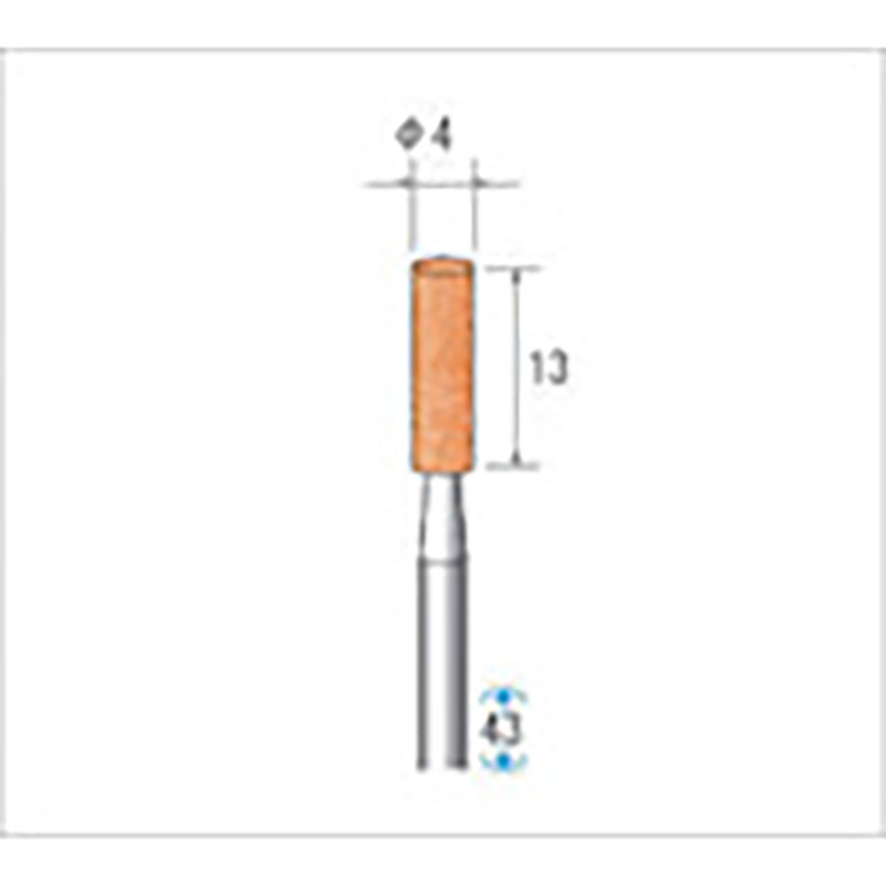 ナカニシ　軸付砥石　１０本入　円筒型　φ４×１３×軸φ３　ＷＡ　＃８０　４２６０５＿