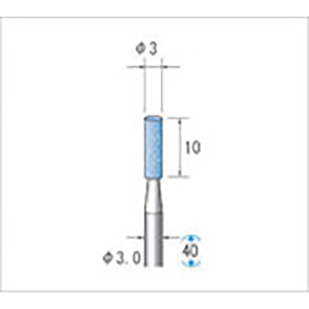 ナカニシ　軸付砥石　１０本入　円筒型　φ３×１０×軸φ３　ＰＡ　＃１２０　４２６４１＿