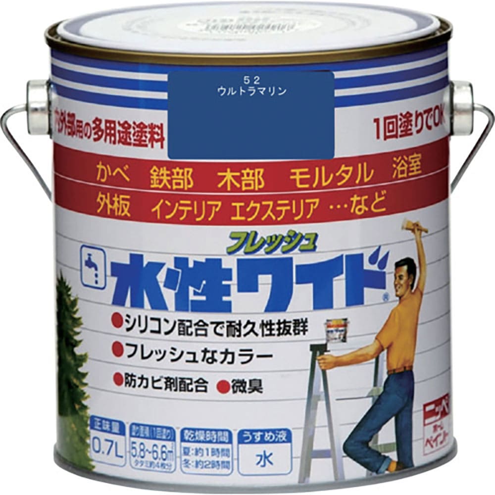 ニッぺ　水性フレッシュワイド　０．７Ｌ　ウルトラマリン　ＨＴＡ１３２－０．７　４．９７６１２４０２＿