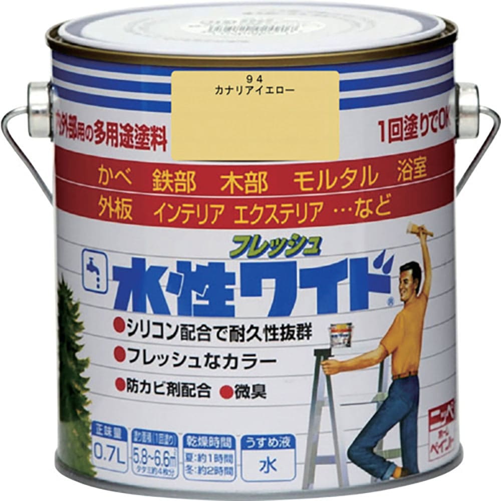 ニッぺ　水性フレッシュワイド　０．７Ｌ　カナリアイエロー　ＨＴＡ１７４－０．７　４．９７６１２４０＿