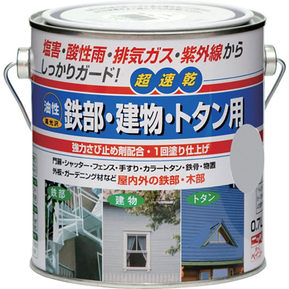 ニッぺ　油性鉄部・建物・トタン用　０．７Ｌ　グレー　ＨＵＢ１２１－０．７　４．９７６１２４２１７１＿