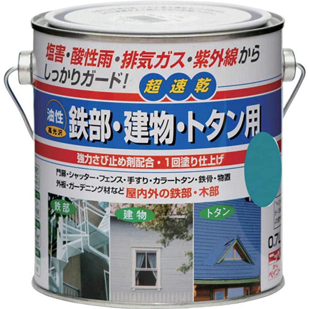 ニッぺ　油性鉄部・建物・トタン用　０．７Ｌ　ロイヤルグリーン　ＨＵＢ１２３－０．７　４．９７６１２＿