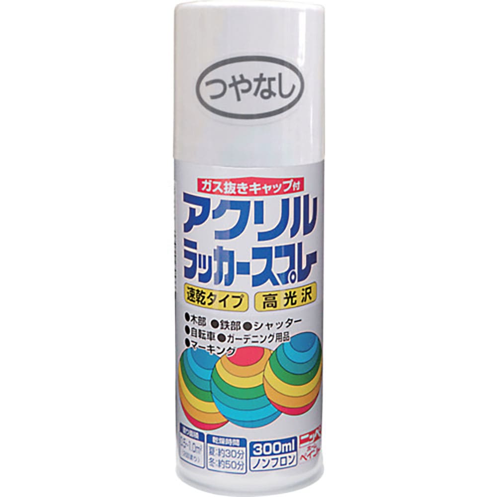 ニッぺ アクリルラッカースプレー 300ml つやなしホワイト HWE002-300 4.9761_