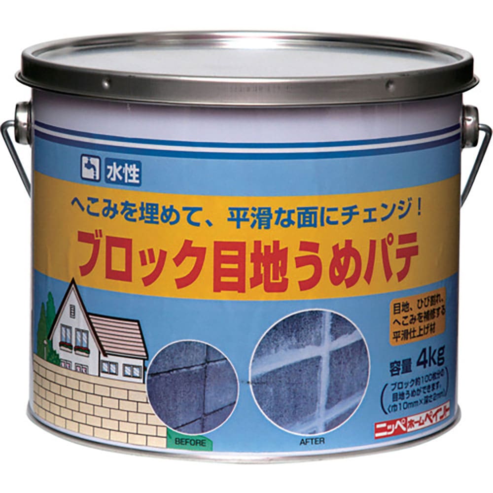 ニッぺ 水性ブロック目地うめパテ 4kg ホワイト HPR009-4 4.9761244004e+_