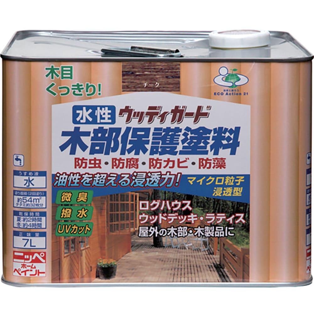 ニッぺ　水性ウッディガード　７Ｌ　チーク　ＨＷ２０８－７　４．９７６１２４５３２９ｅ＋１２＿