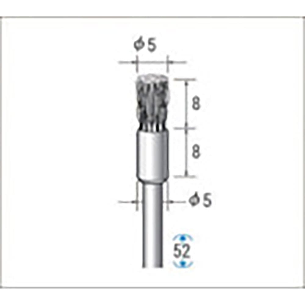 ナカニシ　ステンレスワイヤーブラシ　１０本入　エンド型　φ５×８×軸φ３　線φ０．１　５０５２５＿