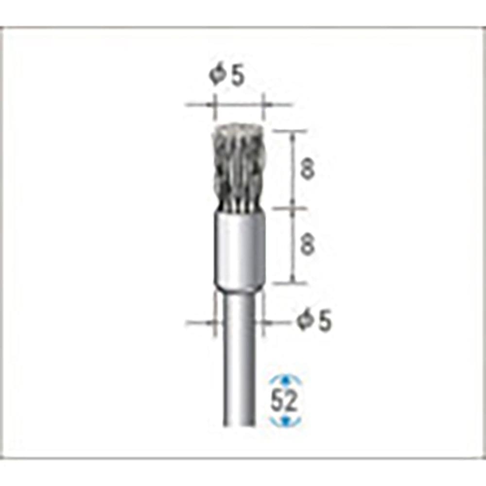 ナカニシ　硬鋼ワイヤーブラシ　１０本入　エンド型　φ５×８×軸φ３　線φ０．１　５０５４５＿