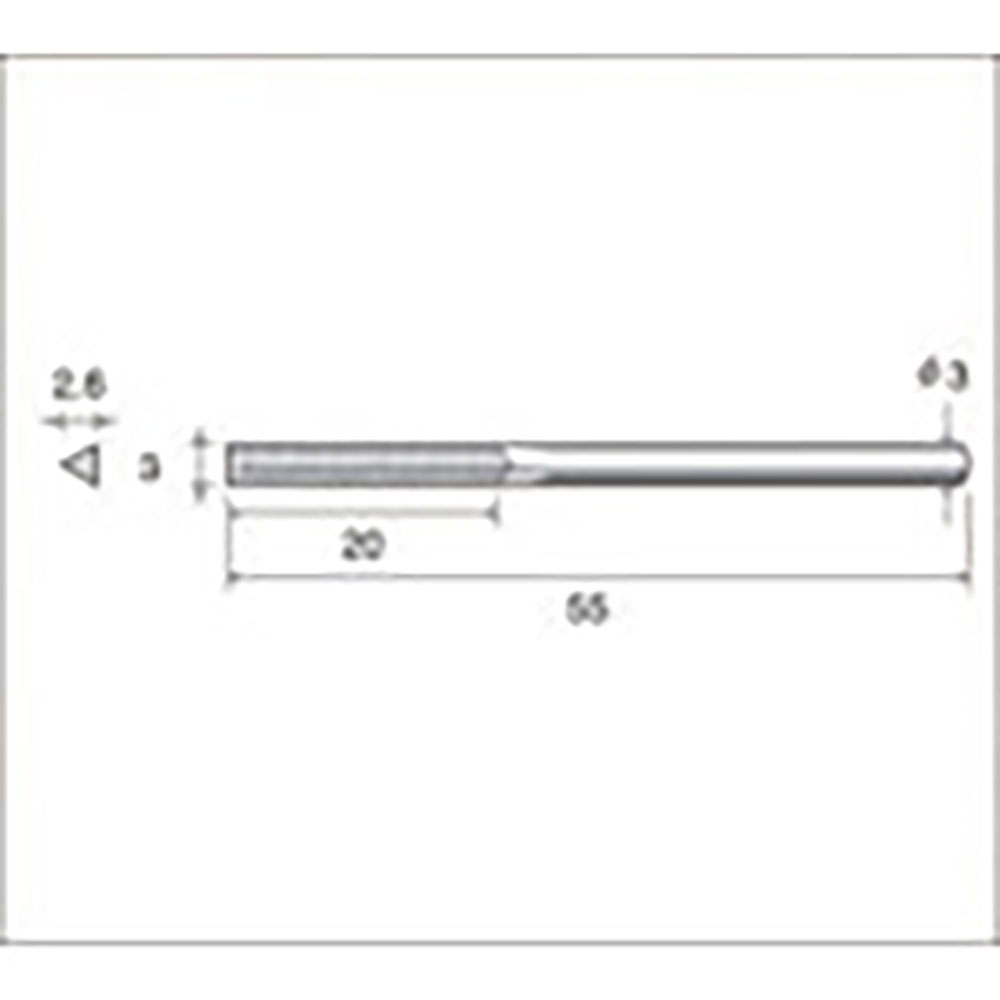 ナカニシ　電着ダイヤモンドヤスリ　三角型　３×２．６×２０×軸φ３　＃４００　６２８８３＿