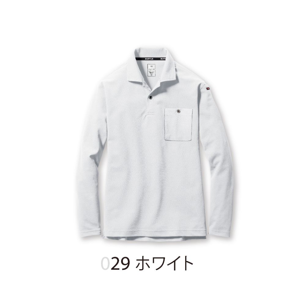 BURTLE 長袖ポロシャツ665-29-Mホワイト 665-29-M