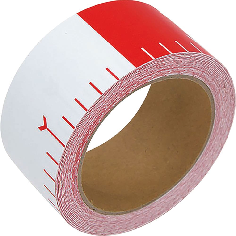シンワ　貼付ロッド＿合成紙製＿５０ｍｍ×２５ｍ＿赤白２０ｃｍ間隔　７８１９２＿