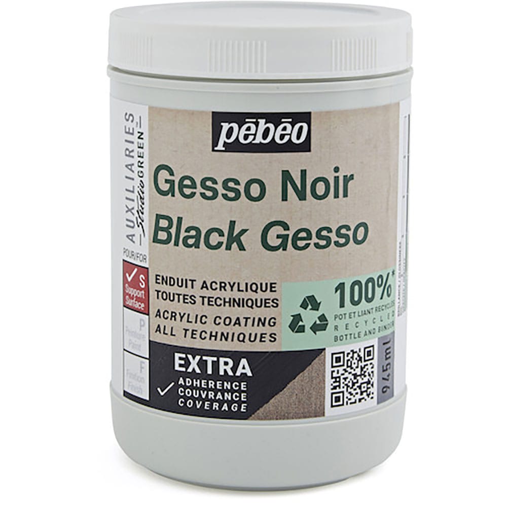 Pebeo スチューディオ グリーン アクリリック ブラックジェッソ 945ml 818626_
