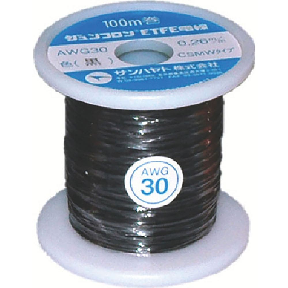 サンハヤト　ジュンフロンＥＴＦＥ電線１００Ｍ黒色　ＡＷＧ３０－１００Ｍ－ＢＬＡＫ＿