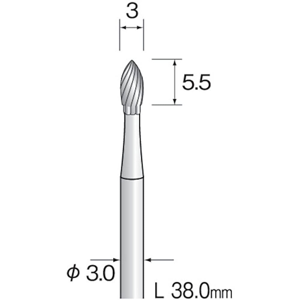 Ｍｉｎｉｍｏ　超硬カッター　スパイラルカット　Φ３　軸径３．０ｍｍ　ＢＣ２３０１＿