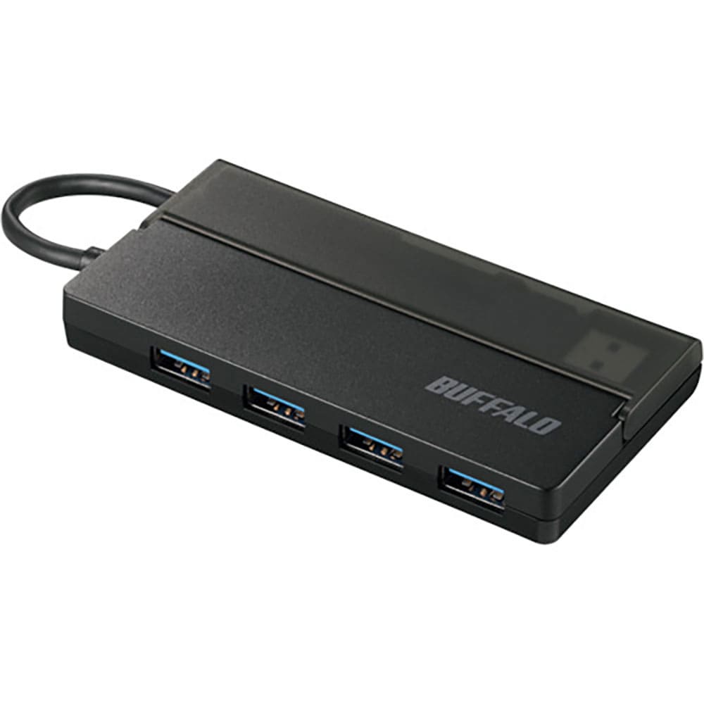 ＢＵＦＦＡＬＯ　ＵＳＢ３．０　バスパワーハブ　４ポート　ケーブル収納　ブラック　ＢＳＨ４Ｕ１３０Ｕ＿