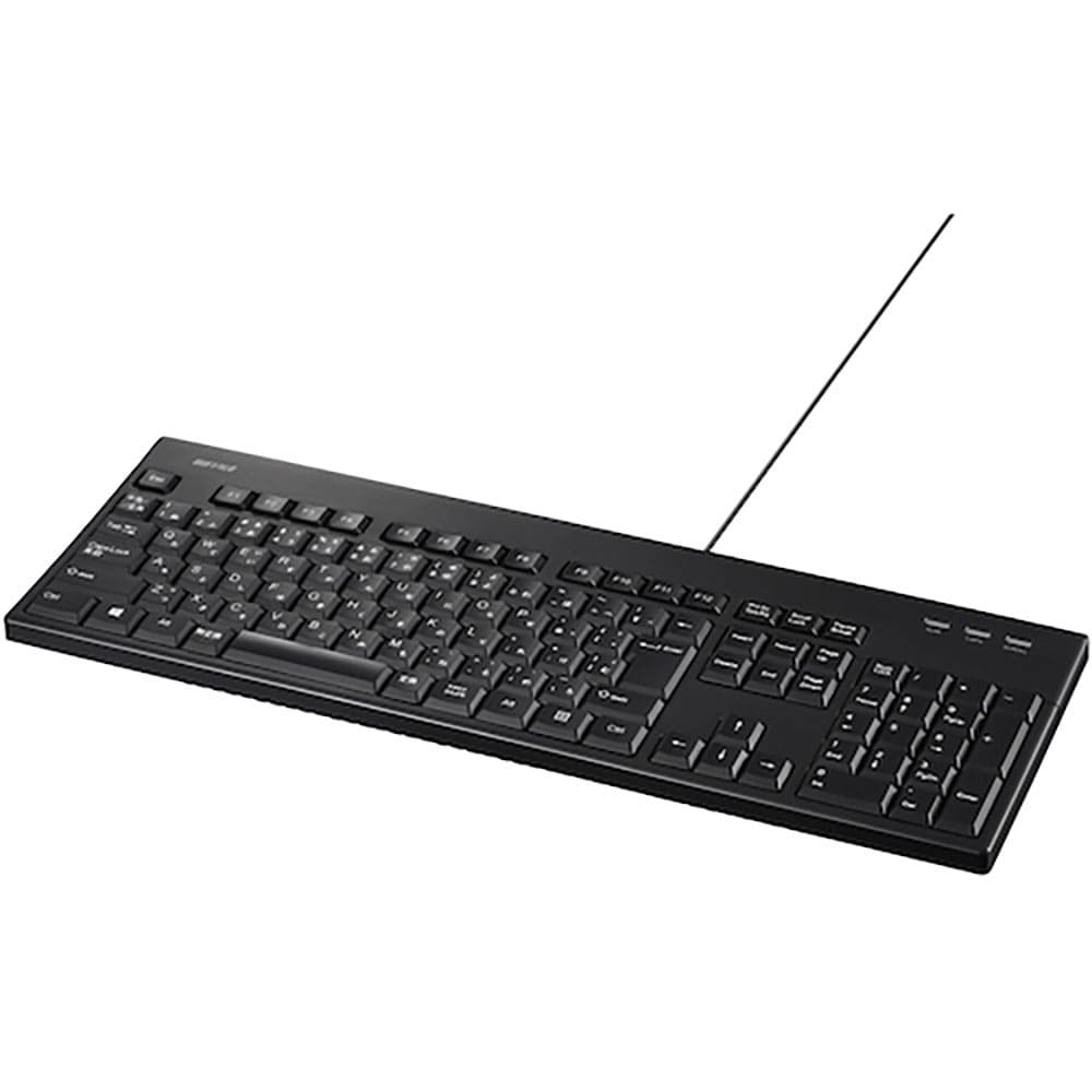 BUFFALO USB接続 有線フルキーボード 丸洗い対応 ブラック BSKBU310BKZ_