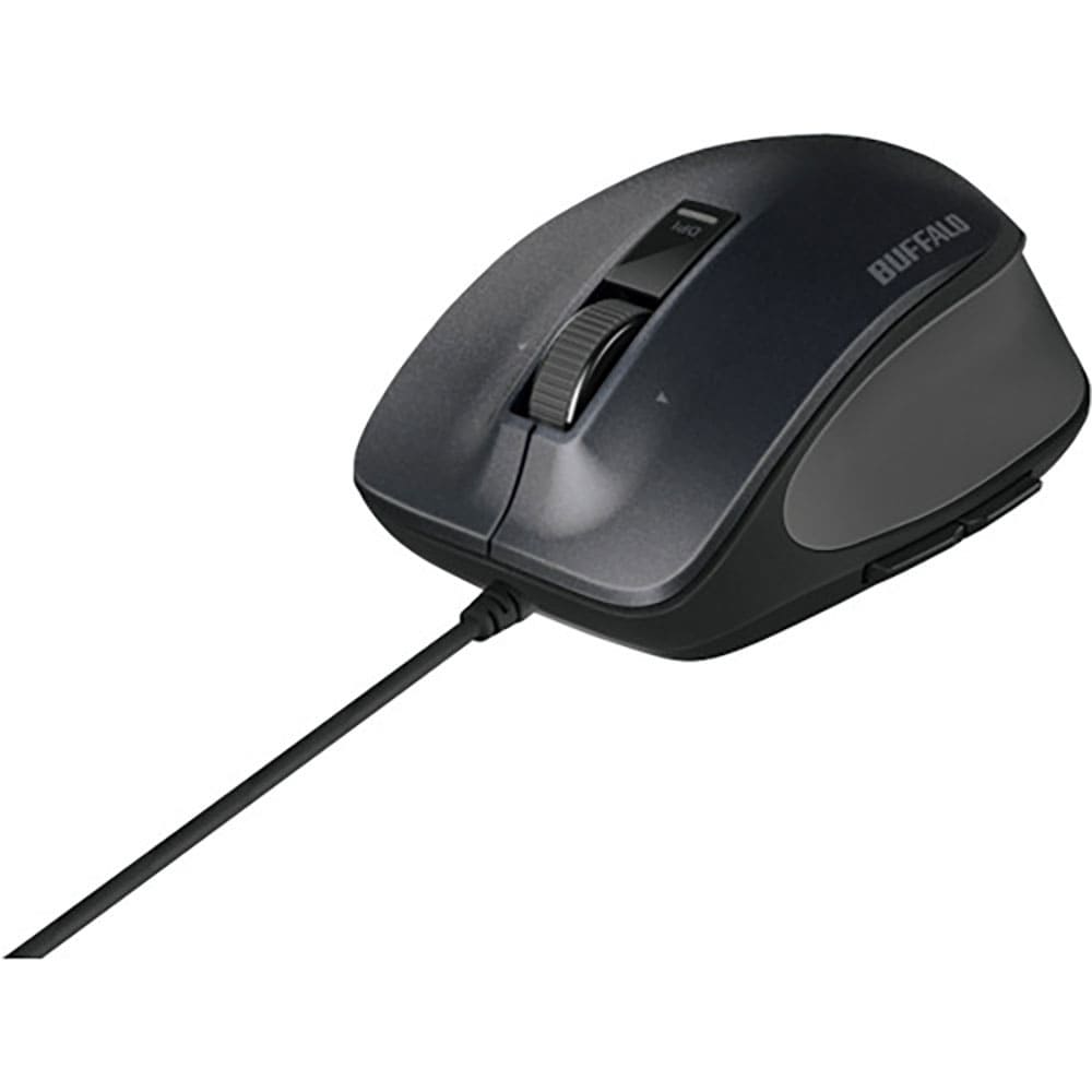BUFFALO 有線 BlueLED プレミアムフィットマウス Mサイズ ブラック BSMBU50_