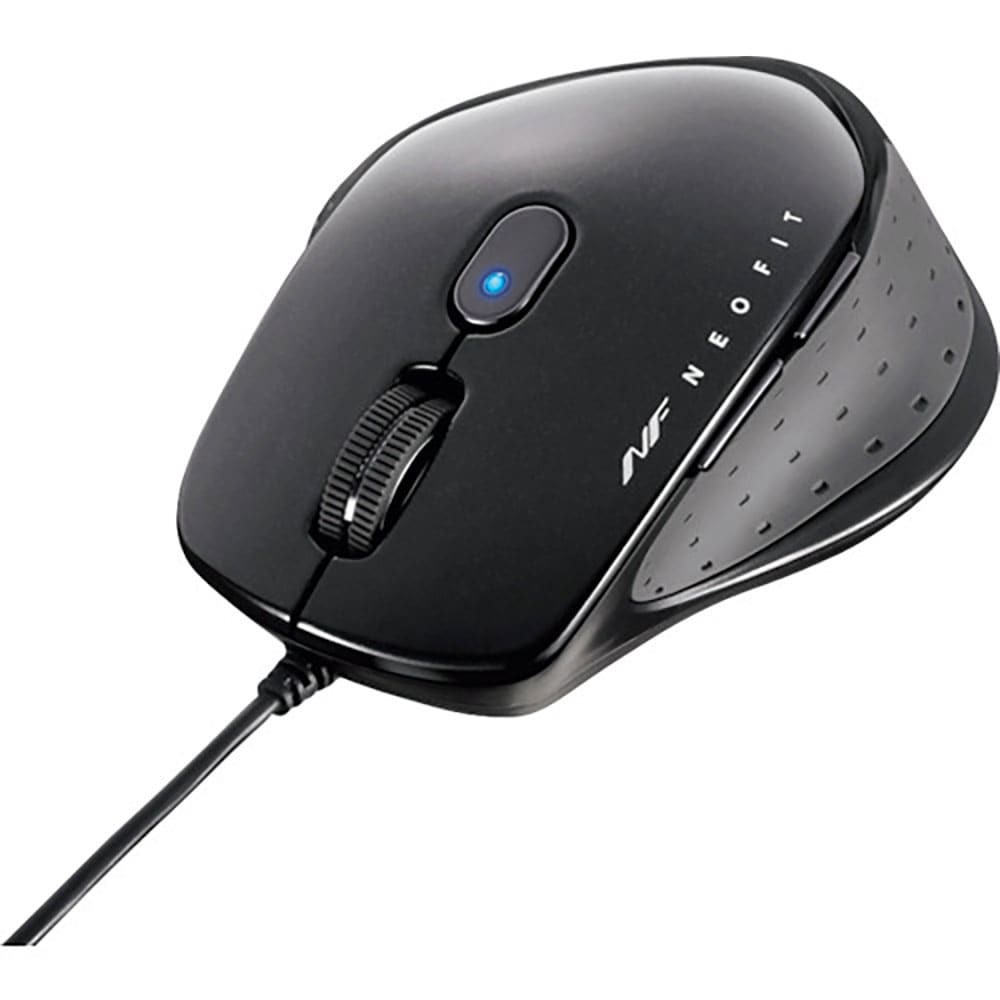 BUFFALO 有線 BlueLED 5ボタン NEOFITマウス Mサイズ ブラック BSMBU_