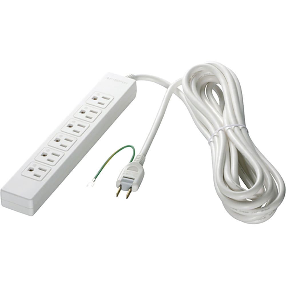 BUFFALO 3ピン式電源タップ 6個口タイプ マグネット付 2m ホワイト BSTAPMG36_