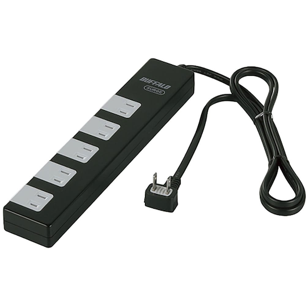 BUFFALO 2ピン式電源タップ 10個口タイプ 雷サージ防止/集中スイッチ付 1.5m ブラッ_