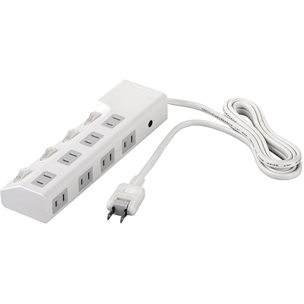 BUFFALO 2ピン式電源タップ 8個口タイプ 雷サージ防止/個別スイッチ4個付 3m ホワイト_