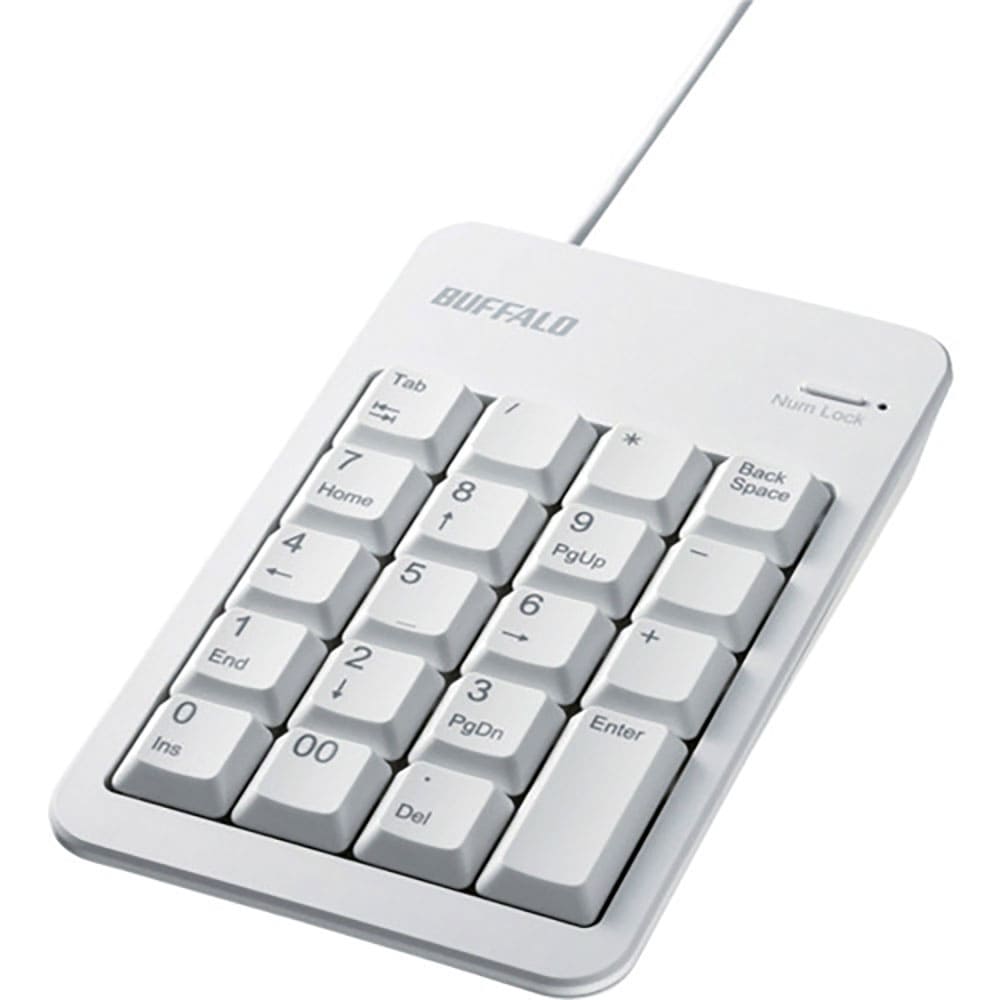 ＢＵＦＦＡＬＯ　有線テンキーボード　Ｔａｂキー付き　簡易パッケージモデル　ホワイト　ＢＳＴＫ１００＿