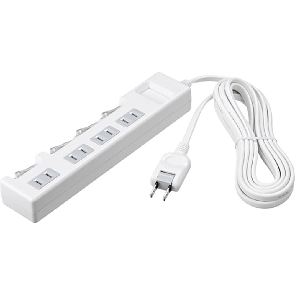 BUFFALO 2ピン式電源タップ 個別スイッチ/ほこり防止シャッター付/4個口/1.0m ホワイ_