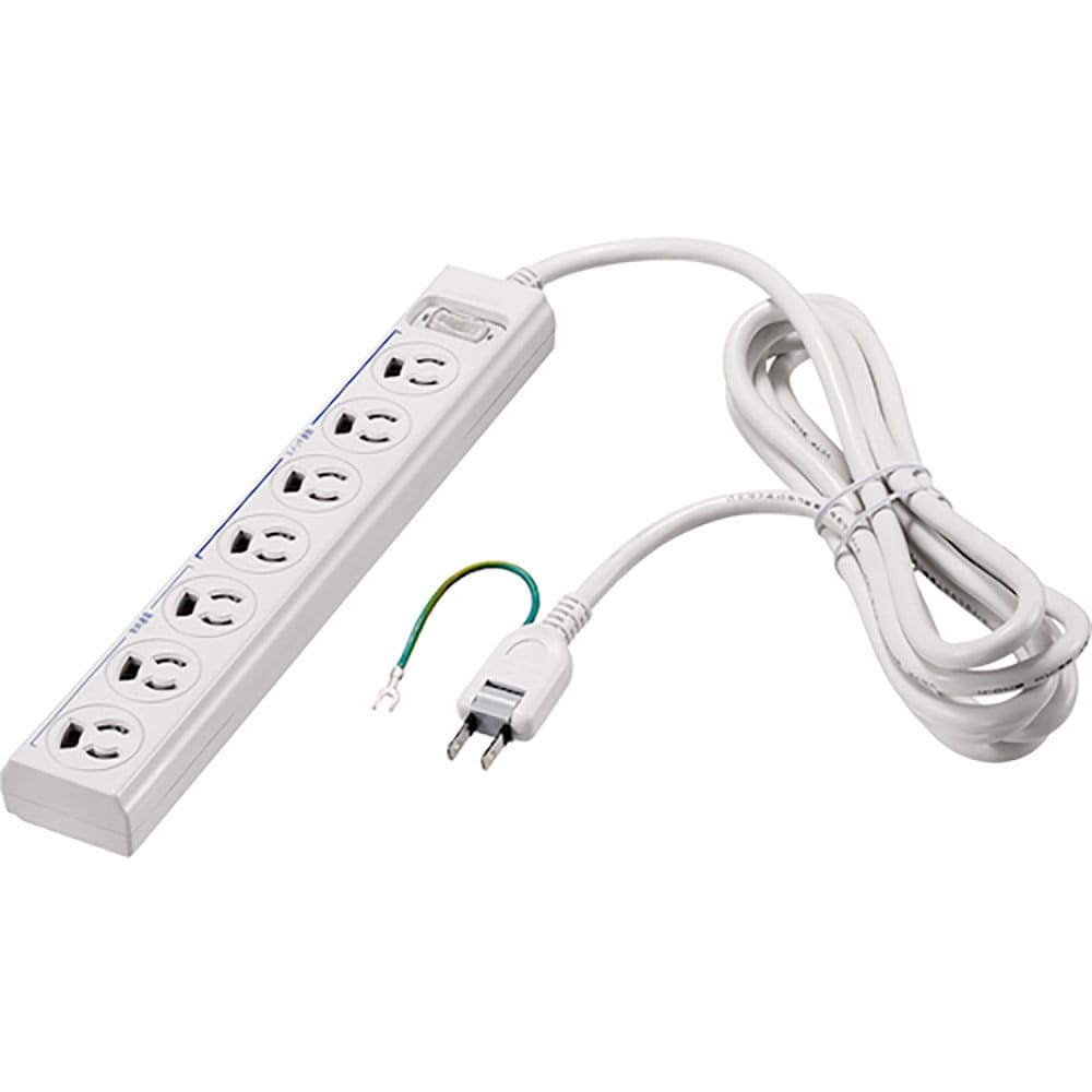 BUFFALO 3ピン式電源タップ 7個口 2m ホワイト 常時 通電スイッチ付 BTWMTSKL_