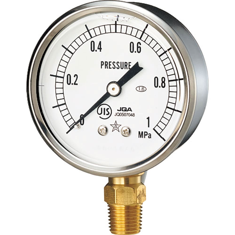 右下 グリセリン入圧力計 圧力レンジ0~2.5MPa 接続部サイズR1/4 GLT-217-2.5_