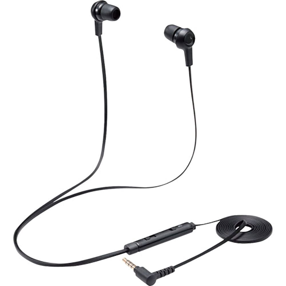 ＥＬＥＣＯＭ　インナーイヤー型ヘッドセット　カナル　ミュートスイッチ付　両耳　４極３．５ｍｍ　ブラ＿