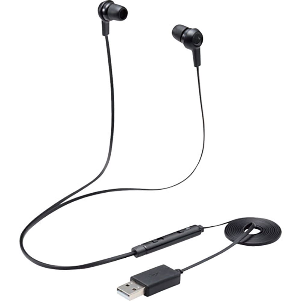 ＥＬＥＣＯＭ　インナーイヤー型ヘッドセット　カナル　ミュートスイッチ付　両耳　ＵＳＢ　ブラック　Ｈ＿