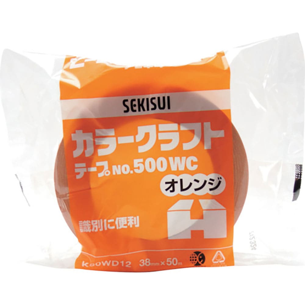 積水　カラークラフトテープ＃５００ＷＣ　３８Ｘ５０　オレンジ　Ｋ５０ＷＤ１２＿