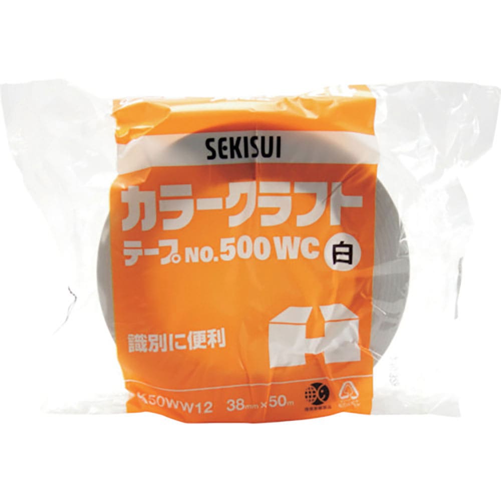 積水　カラークラフトテープ＃５００ＷＣ　３８Ｘ５０　赤　Ｋ５０ＷＲ１２＿