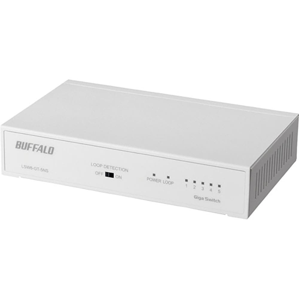 ＢＵＦＦＡＬＯ　Ｇｉｇａ　５ポート　スイッチングハブ　電源内蔵　金属筐体　マグネット付　ホワイト　＿