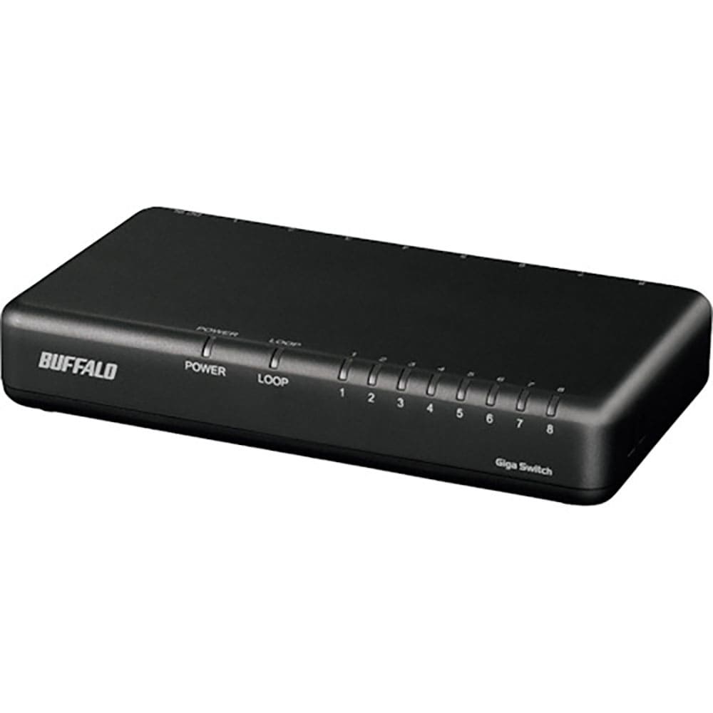 ＢＵＦＦＡＬＯ　Ｇｉｇａ　８ポート　スイッチングハブ　電源外付け　プラスチック筐体　ブラック　ＬＳ＿