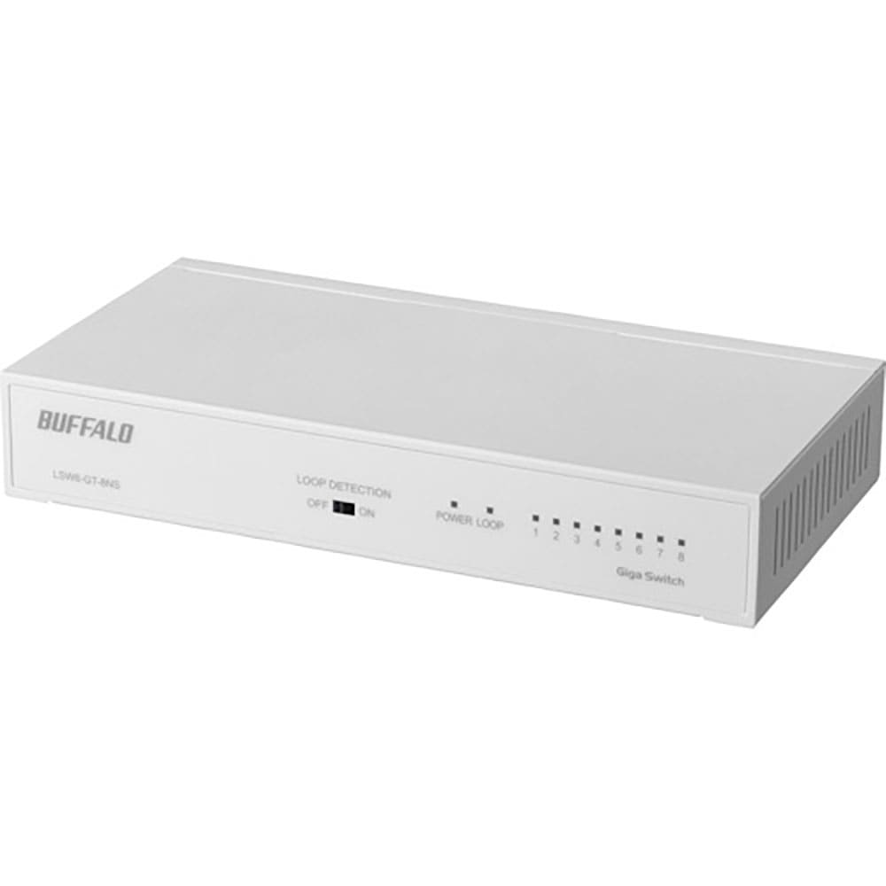 ＢＵＦＦＡＬＯ　Ｇｉｇａ　８ポート　スイッチングハブ　電源内蔵　金属筐体　マグネット付　ホワイト　＿