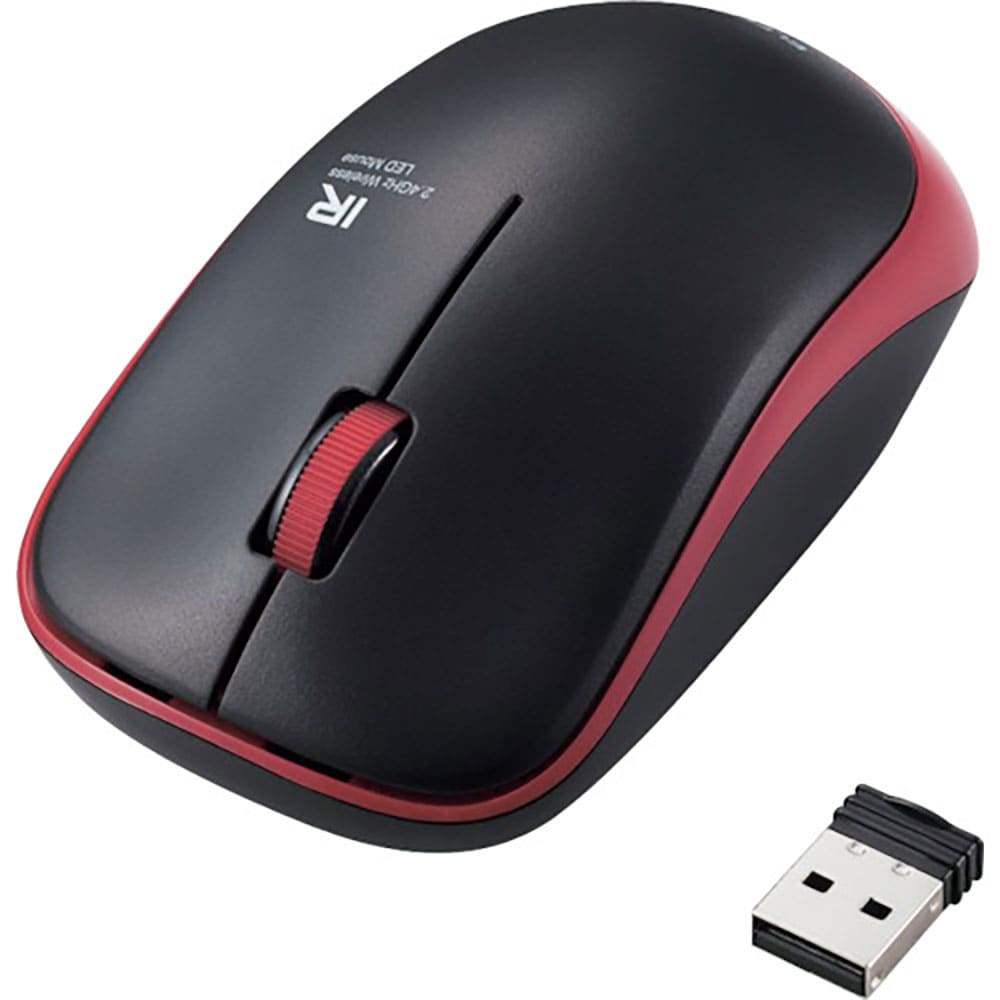 ＥＬＥＣＯＭ　ＩＲマウス　ＥＮＥＬＯシリーズ　無線　３ボタン　省電力　静音ボタン　抗菌　レッド　Ｍ＿