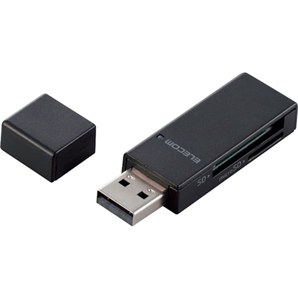 ELECOM カードリーダー スティックタイプ USB2.0対応 SD+microSD対応 ブラッ_