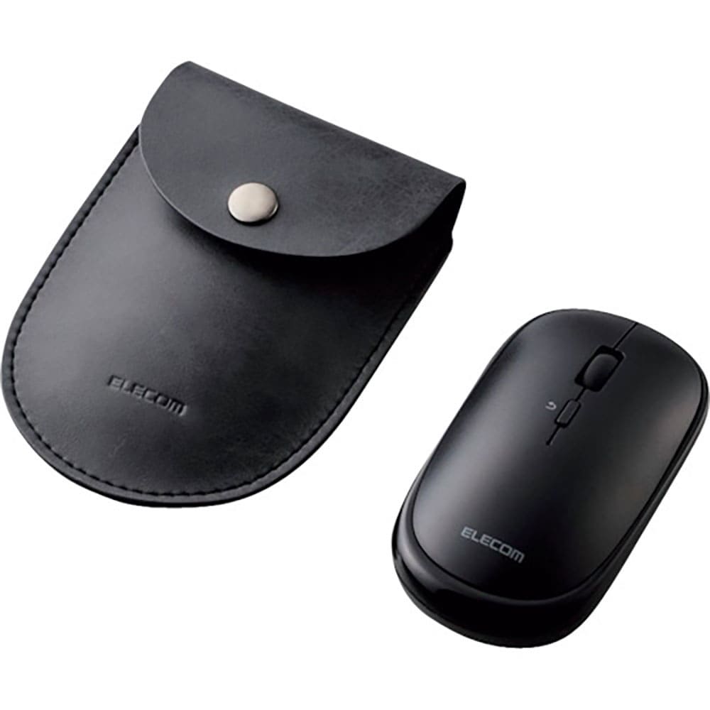 ＥＬＥＣＯＭ　ＢｌｕｅＬＥＤマウス　薄型　Ｂｌｕｅｔｏｏｔｈ対応　４ボタン　ポーチ付　ブラック　Ｍ＿
