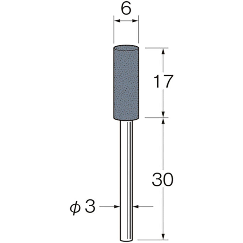 リューター　軸付セラミックゴム砥石（非金属研磨用）外径（ｍｍ）：６粒度（＃）：１２０　Ｒ２２２２＿
