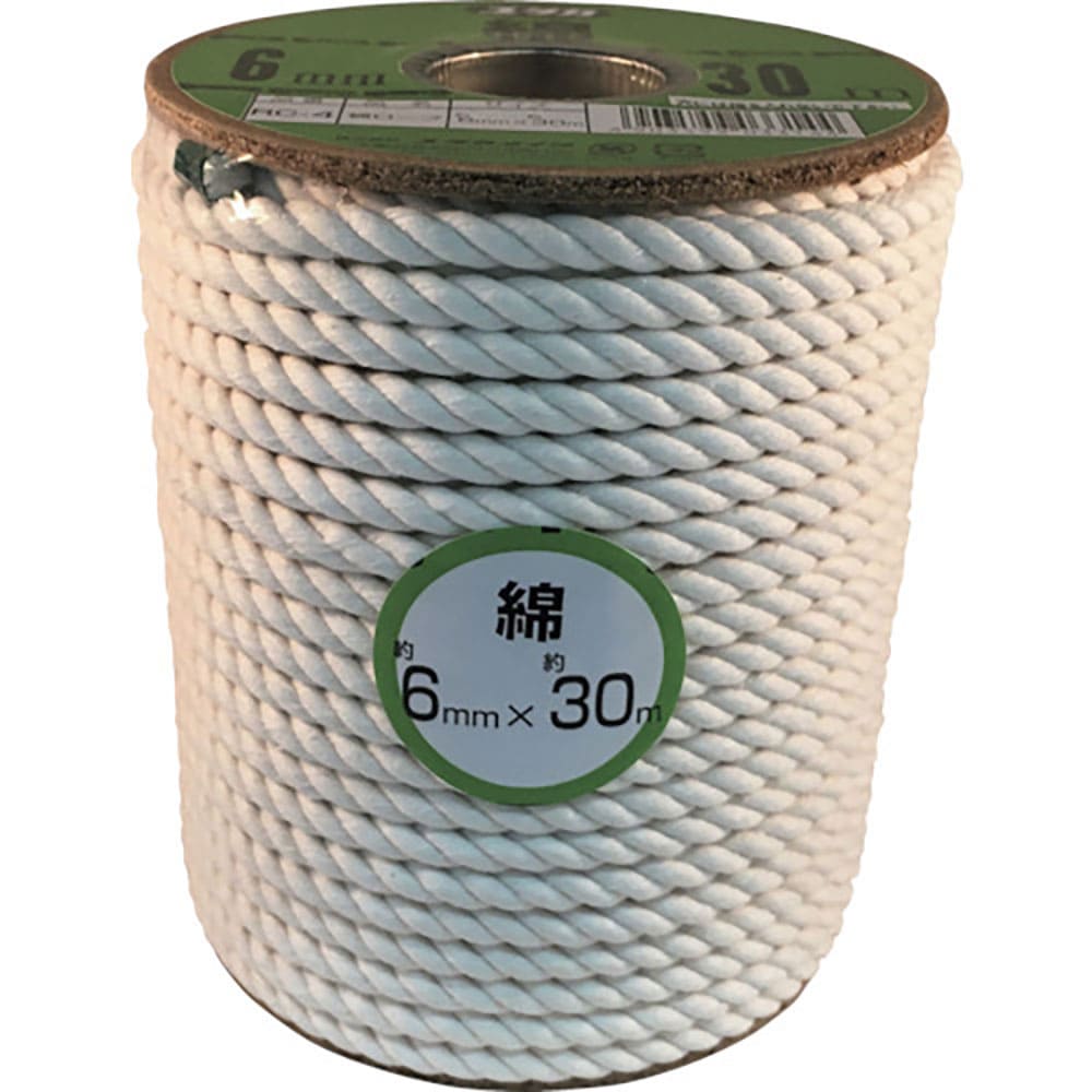 ユタカメイク　ロープ　綿ロープボビン巻　６φ×３０ｍ　ＲＣ－４　（ボビンマキ）＿