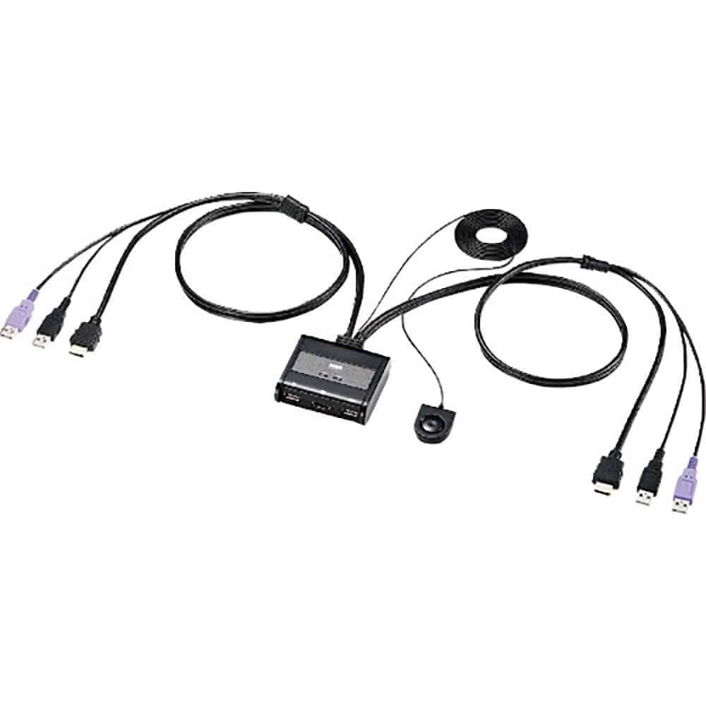 ＳＡＮＷＡ　ＨＤＭＩ対応手元スイッチ付きパソコン自動切替器（２：１）　ＳＷ－ＫＶＭ２ＷＨＵ＿
