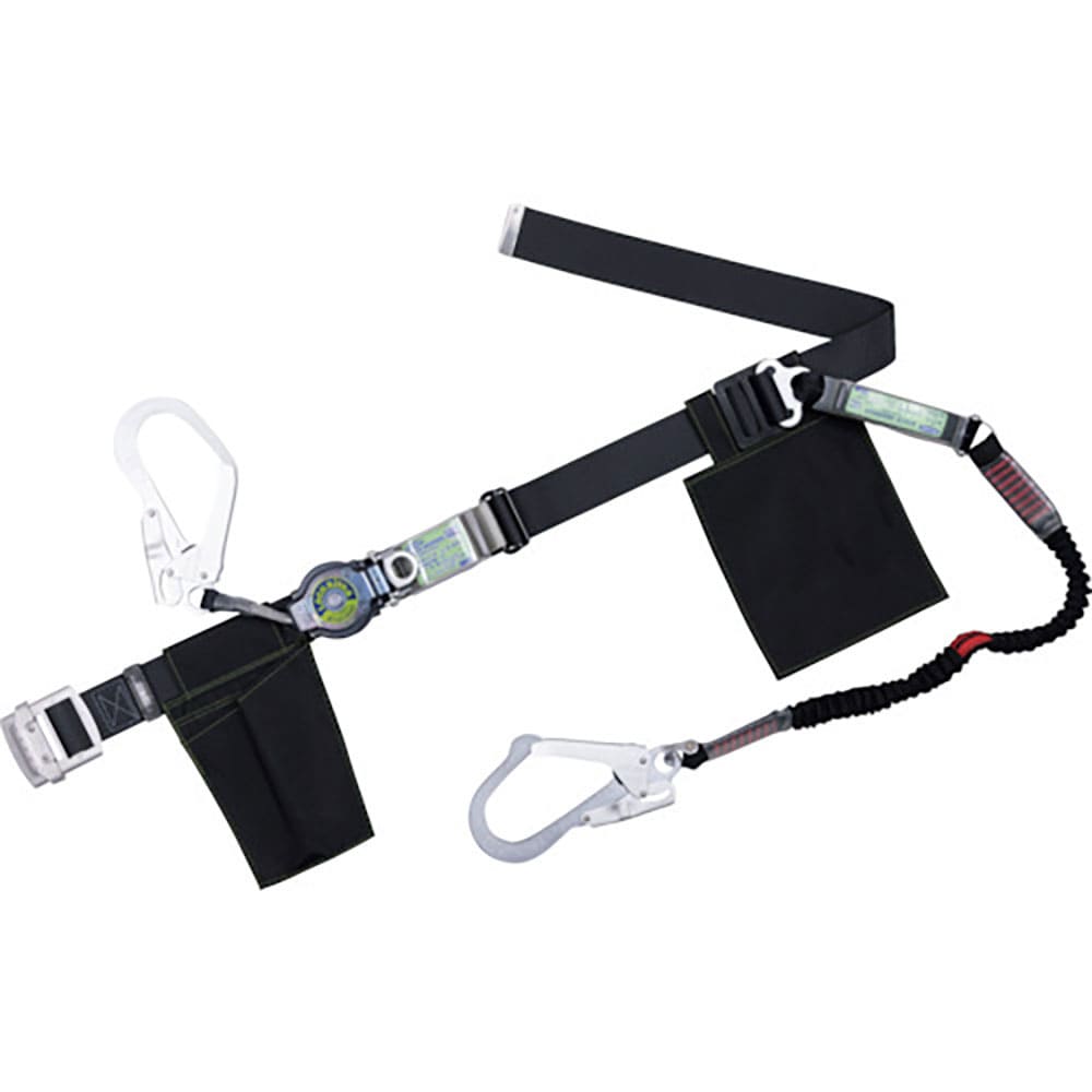 TSUYORON 胴ベルト型墜落制止用器具(巻取タイプ)ランヤード2丁掛け仕様 ロック機構付きロッ_