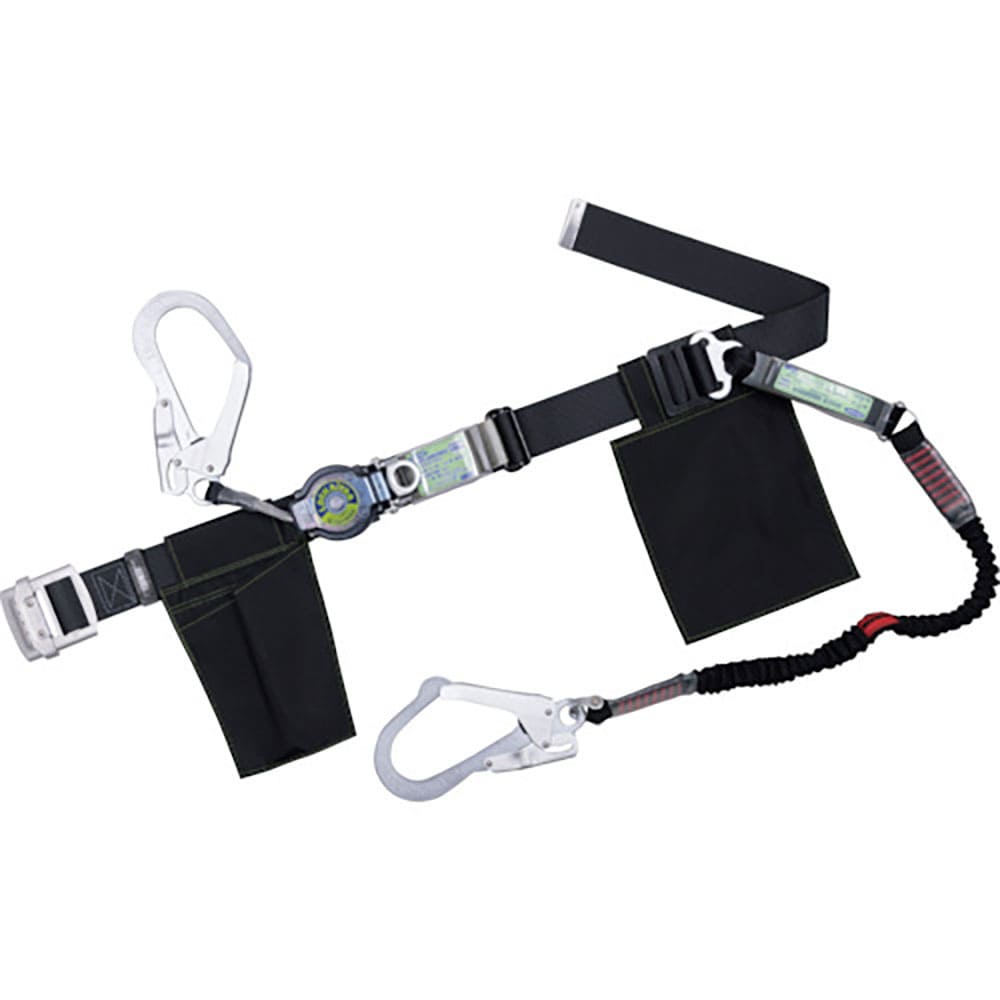 TSUYORON 胴ベルト型墜落制止用器具(巻取タイプ)ランヤード2丁掛け仕様 ロック機構付きロッ_