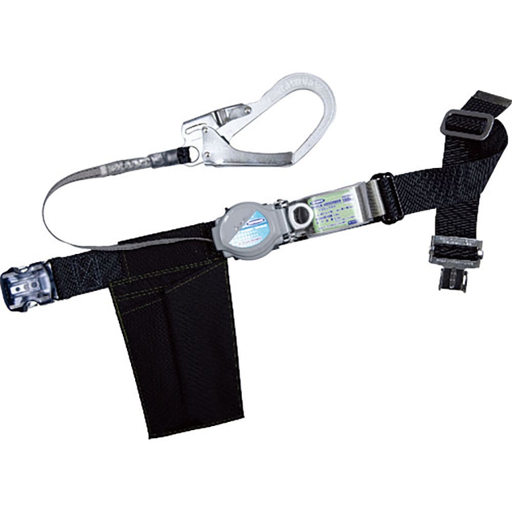 TSUYORON 胴ベルト型墜落制止用器具(巻取タイプ)ロック機構付き 2WAYリトラ 黒 Lサイ_