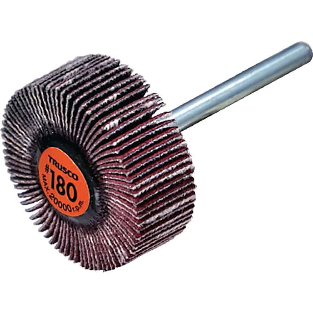 ＴＲＵＳＣＯ　セラミックフラップホイール　軸径３ｍｍ　＃１８０　外径２５×幅１０×軸長３０　（１０＿