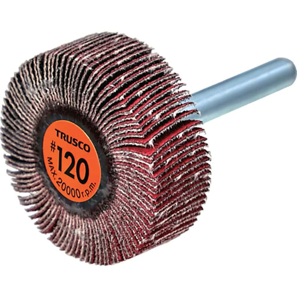 ＴＲＵＳＣＯ　セラミックフラップホイール　軸径６ｍｍ　＃１２０　外径４０×幅１５×軸長４０　（５個＿