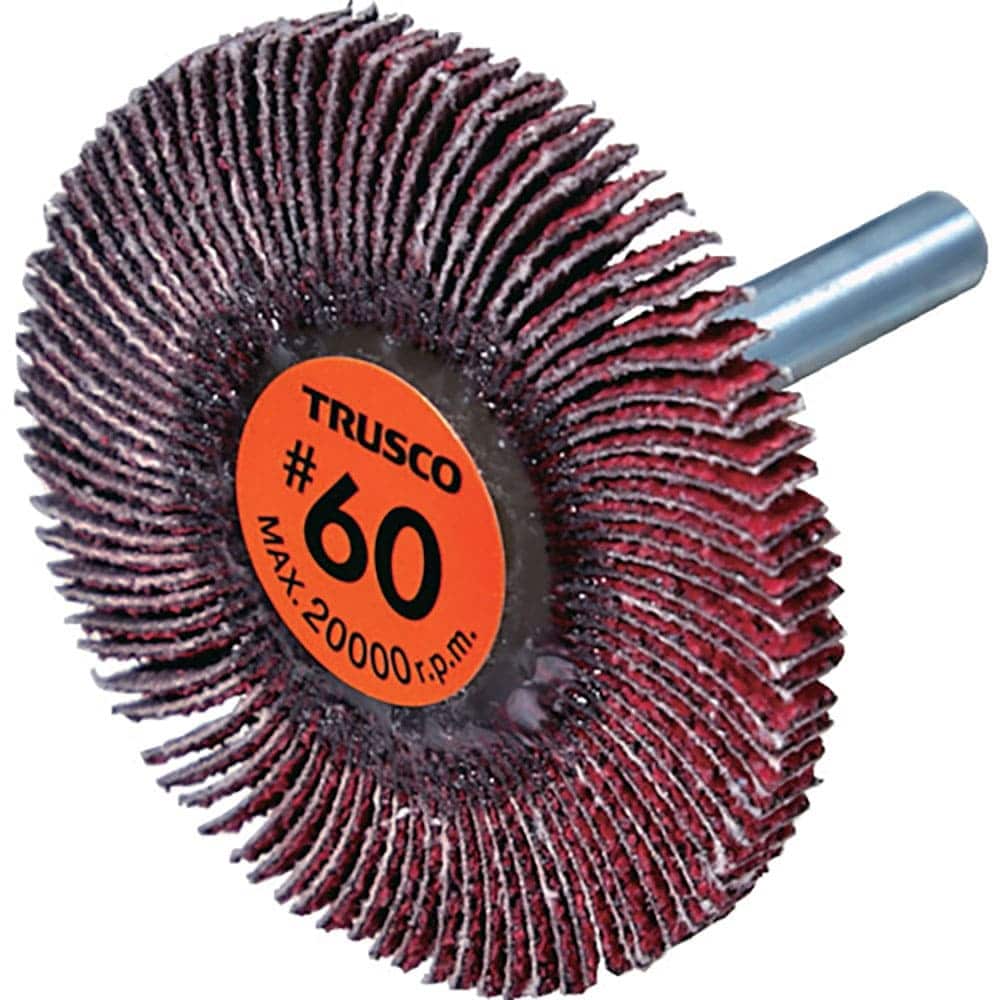 ＴＲＵＳＣＯ　セラミックフラップホイール　軸径６ｍｍ　＃６０　外径５０×幅５×軸長４０　（５個入）＿