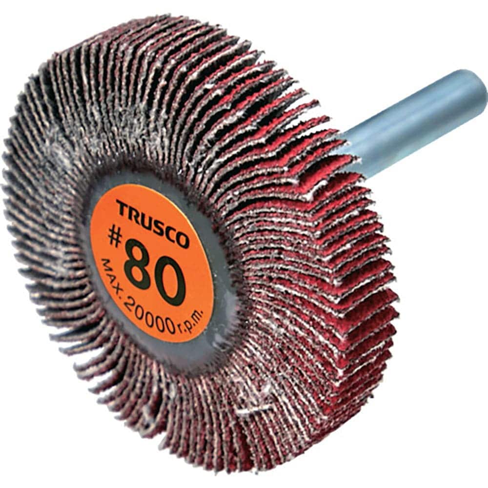TRUSCO セラミックフラップホイール 軸径6mm #80 外径50×幅10×軸長40 (5個入_