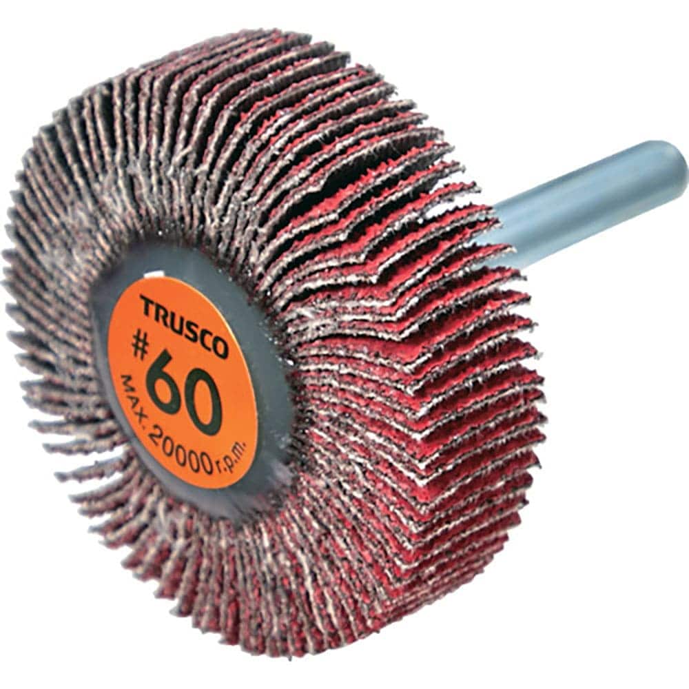 TRUSCO セラミックフラップホイール 軸径6mm #60 外径50×幅15×軸長40 (5個入_